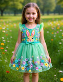 Green Flower Bunny Tulle Dress